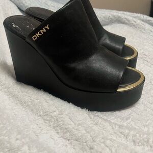 DKNY Black Wedge Sandals